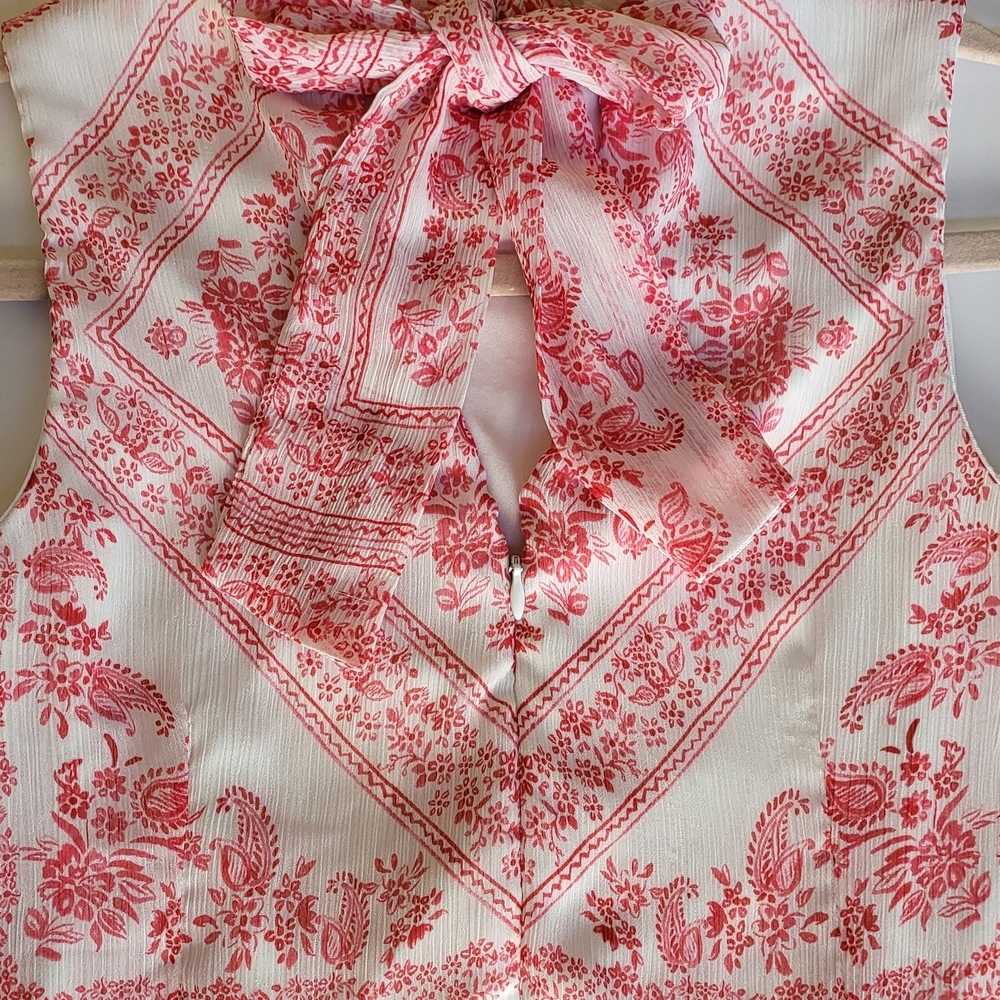 Calvin Klein Sleeveless Pink and White Tie Back Dress. Sise 4 - Picture 7 of 10
